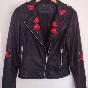 Max Edition Floral Faux Leather Jacket Medium
